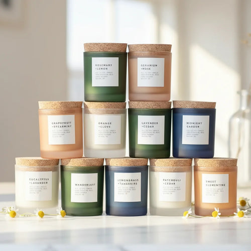 Bougie Parfumée en Cire de Soja avec Couvercle en Bois