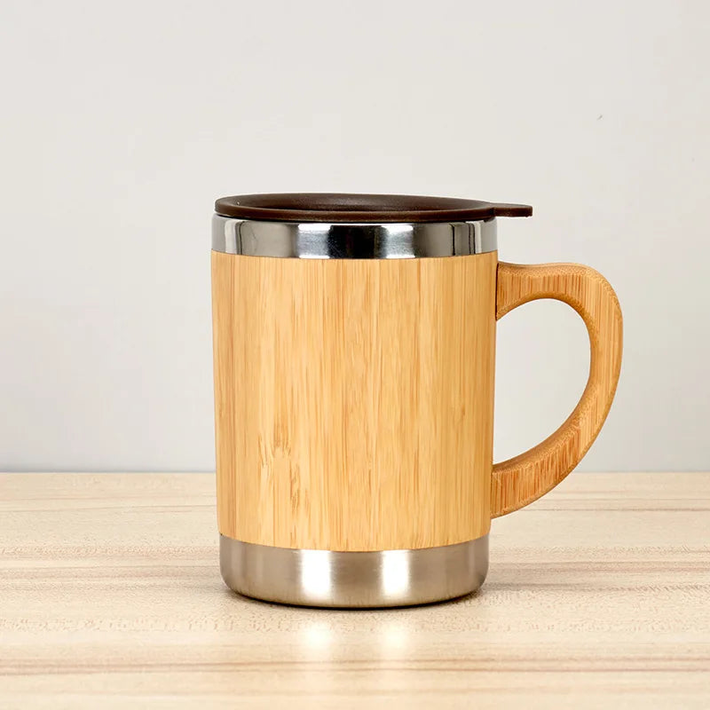 Bouteille Isotherme en Acier Inoxydable et Bambou