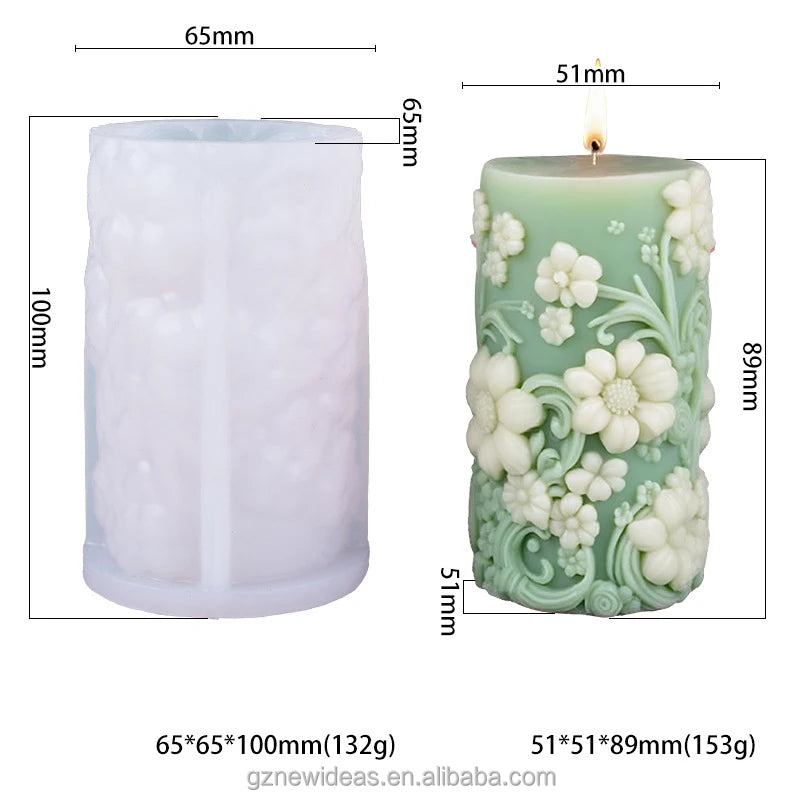 Moule à Bougie Pilier en Silicone Fleur NP2406044