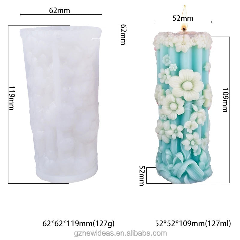 Moule à Bougie Pilier en Silicone Fleur NP2406044