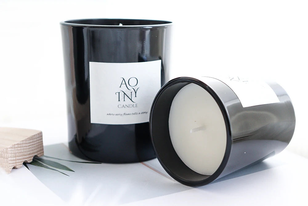 Bougie Parfumée en Cire de Soja avec Couvercle en Bois