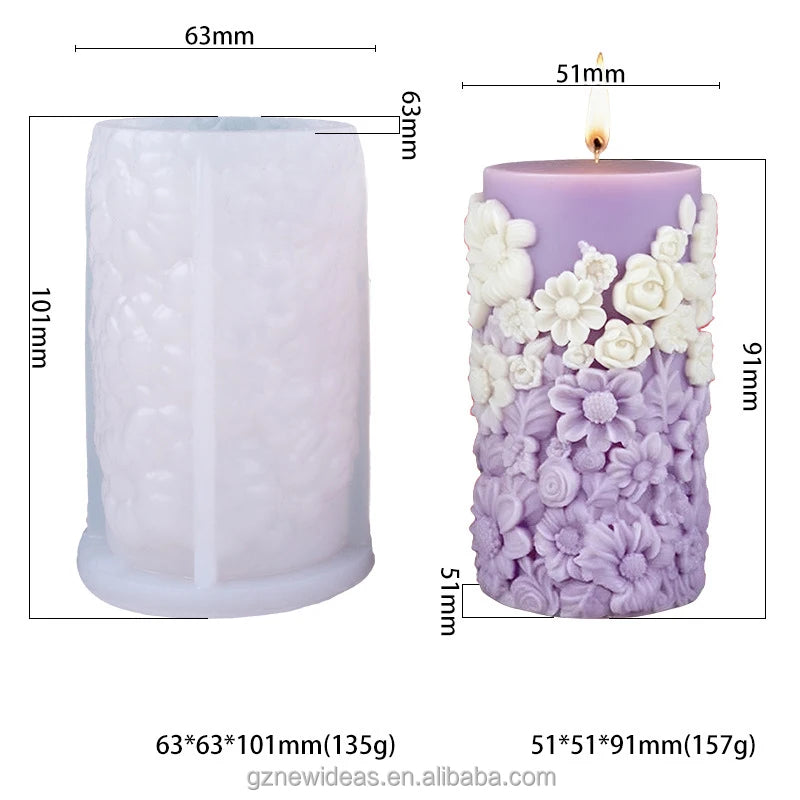 Moule à Bougie Pilier en Silicone Fleur NP2406044