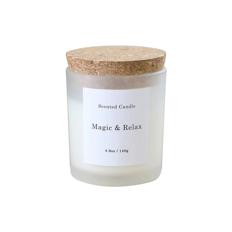 Bougie Parfumée en Cire de Soja avec Couvercle en Bois