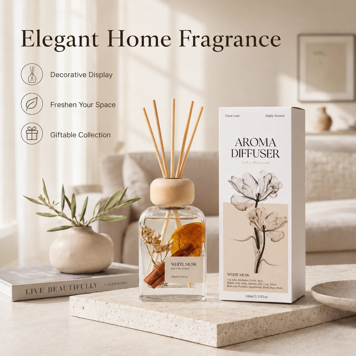 Diffuseur de Parfum à Tiges en Verre 100ml