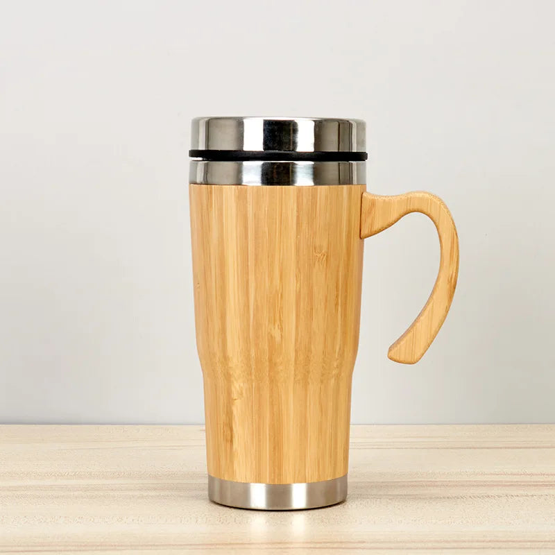 Bouteille Isotherme en Acier Inoxydable et Bambou
