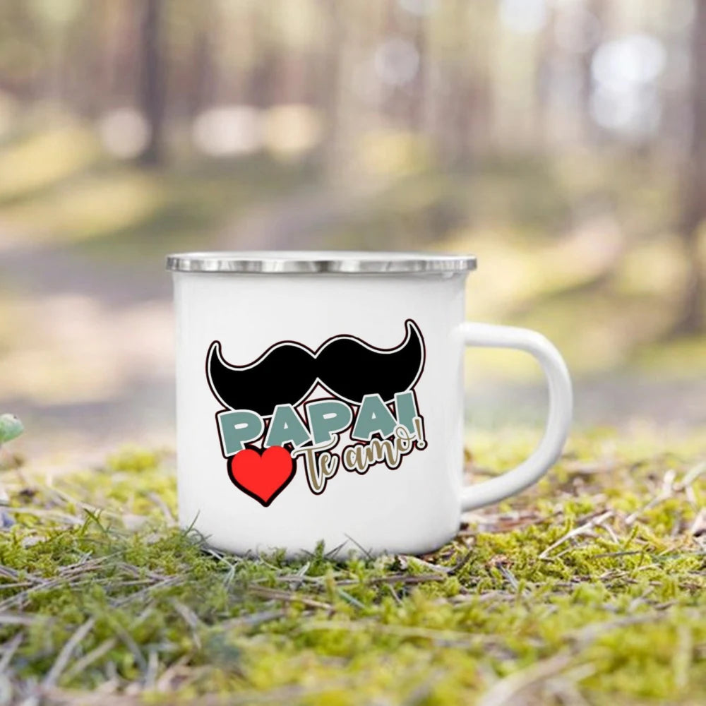 Mug à Café en Émail Meilleur Papa 360ml avec Poignée