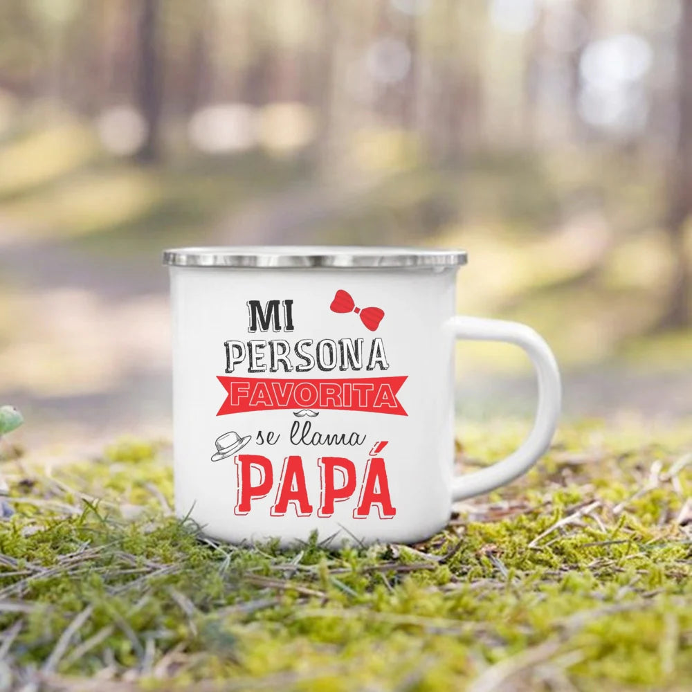 Mug à Café en Émail Meilleur Papa 360ml avec Poignée