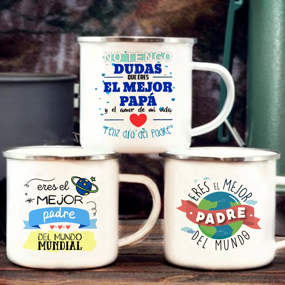 Mug à Café en Émail Meilleur Papa 360ml avec Poignée