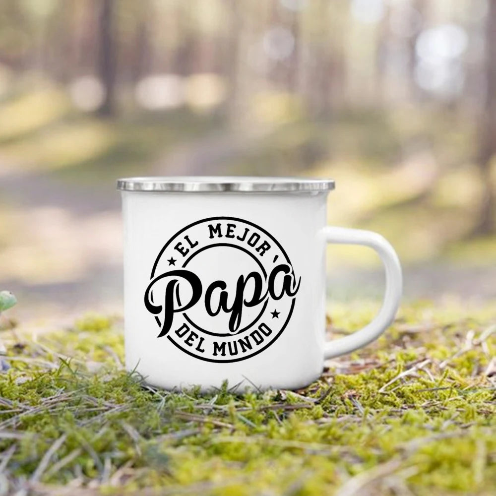 Mug à Café en Émail Meilleur Papa 360ml avec Poignée