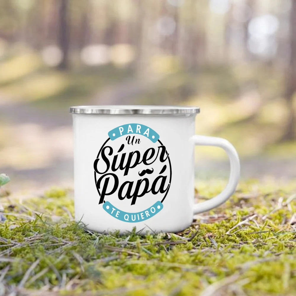 Mug à Café en Émail Meilleur Papa 360ml avec Poignée