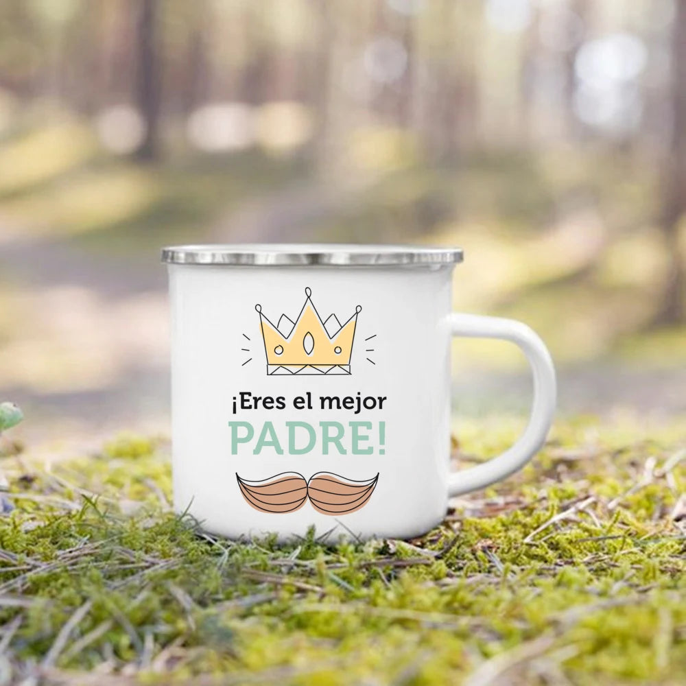 Mug à Café en Émail Meilleur Papa 360ml avec Poignée