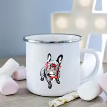 Mug à Café Imprimé Bouledogue Français en Céramique 360ml