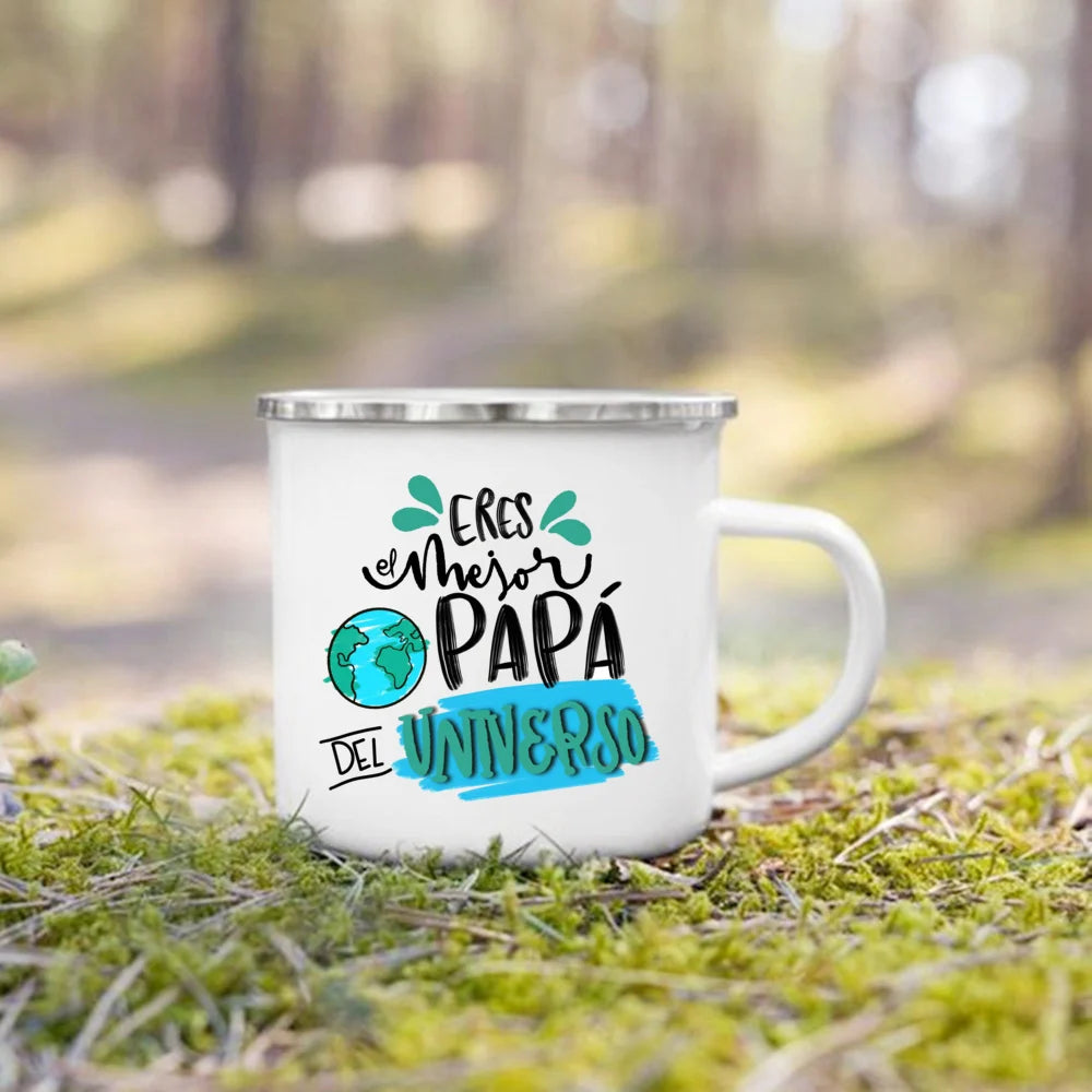 Mug à Café en Émail Meilleur Papa 360ml avec Poignée