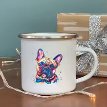 Mug à Café Imprimé Bouledogue Français en Céramique 360ml