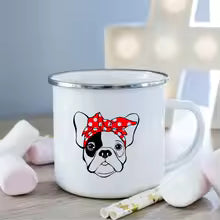 Mug à Café Imprimé Bouledogue Français en Céramique 360ml