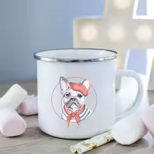 Mug à Café Imprimé Bouledogue Français en Céramique 360ml