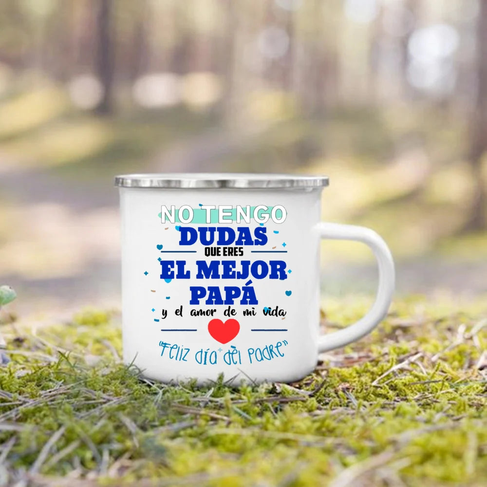 Mug à Café en Émail Meilleur Papa 360ml avec Poignée